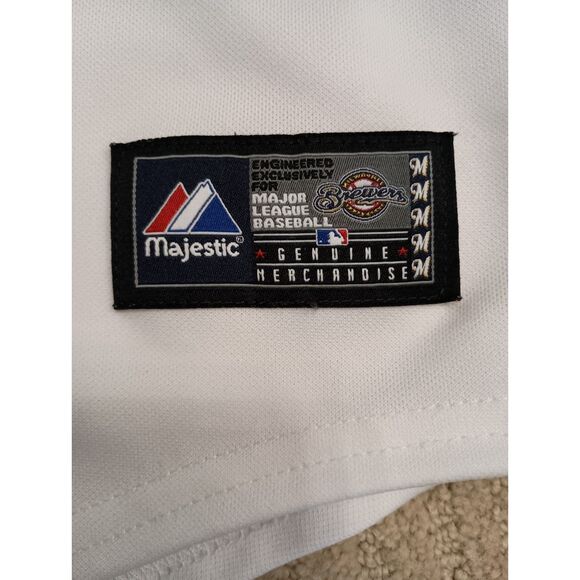 Majestic MLB Milwaukee Brewers Jersey Mens XL White Blank Short Sleeve - Picture 3 of 8